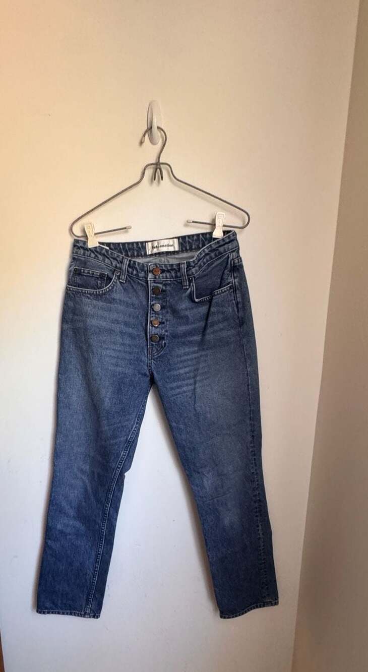 Reformation Butterfly High Rise Straight Leg Jeans in Baltic Wash